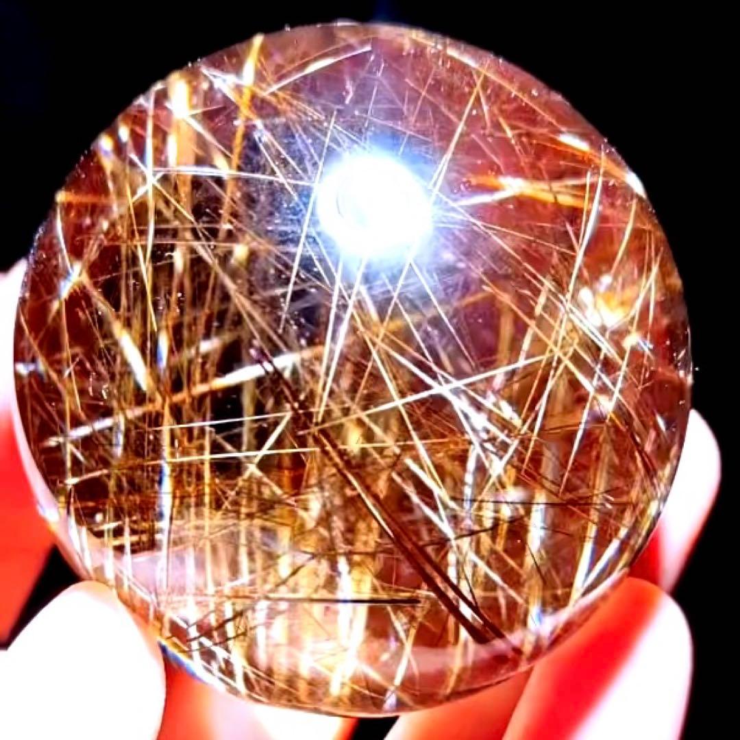 超絶綺麗✨53mm ゴールドルチルクォーツ　丸玉スフィア　金針水晶