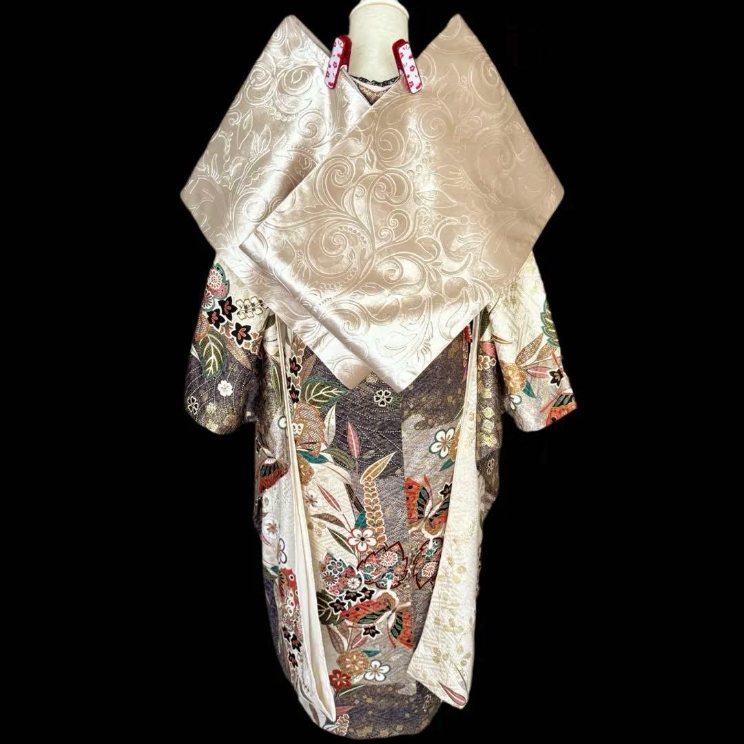 美品　振袖フルセット　古典柄　オフホワイト系　151〜166cm　❤︎可愛い❤︎