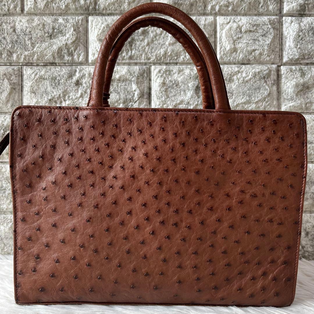 【新品未使用】イビサ　とらチャーム付き　オーストリッチ　ハンドバッグ