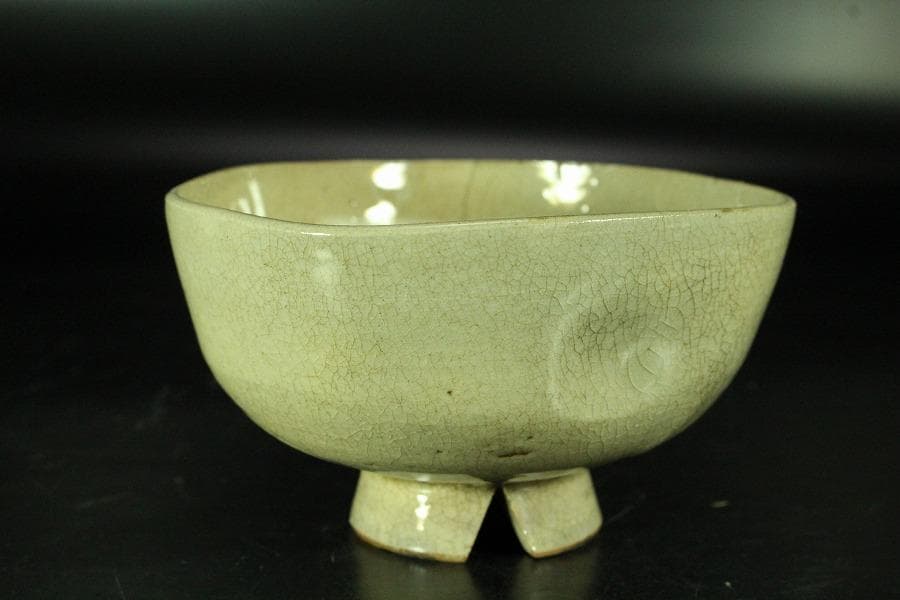 茶道具 古萩 刷毛目茶碗 江戸末期 桂又三郎 書付(K-YC560)