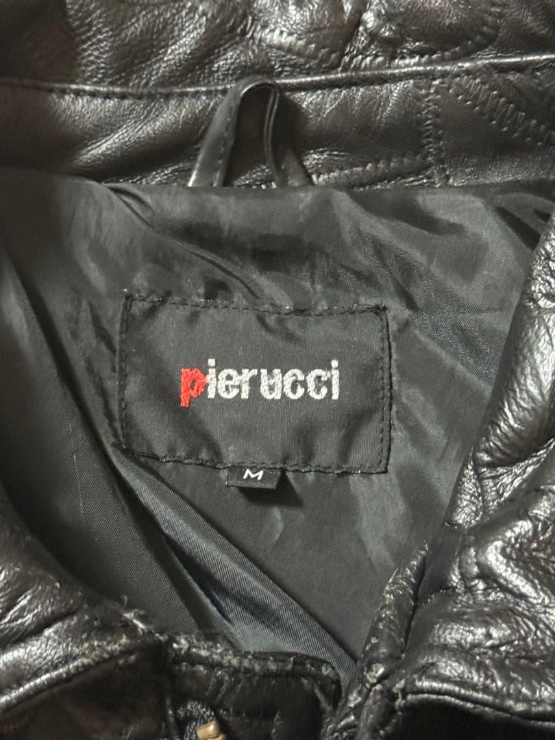 希少 ピエルッチ レザーシングルライダースジャケット ブラック M 羊革 短丈