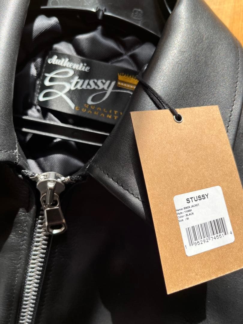 新品 黒M 25AW STUSSY BIKER JACKET LEATHER