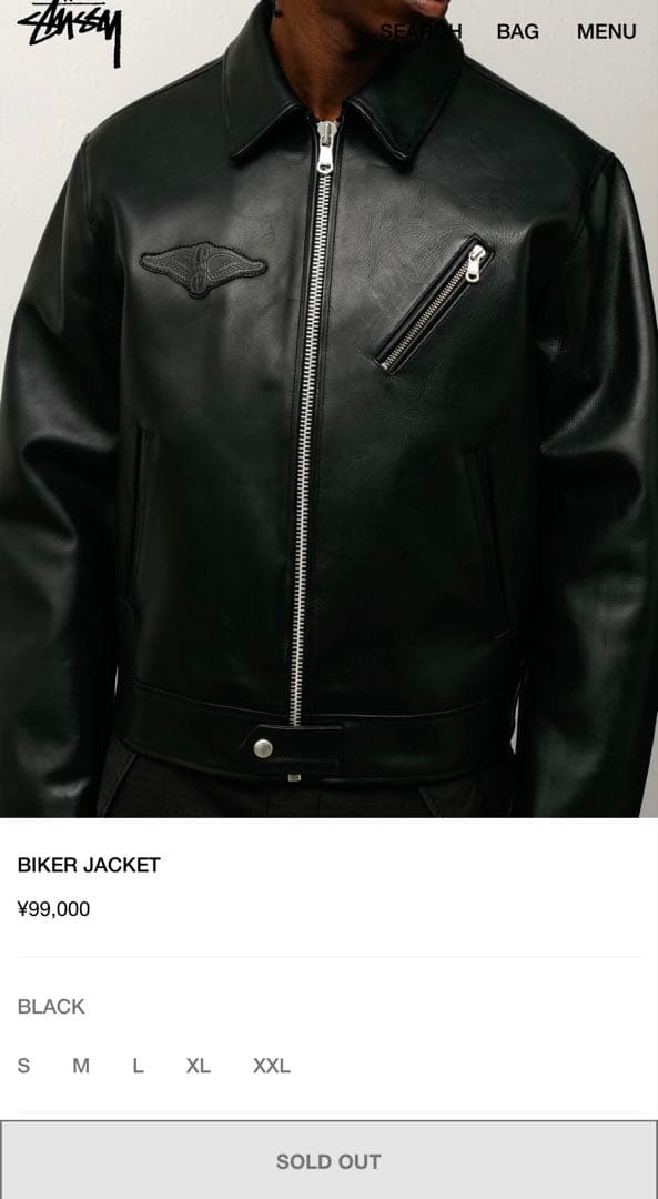 新品 黒M 25AW STUSSY BIKER JACKET LEATHER