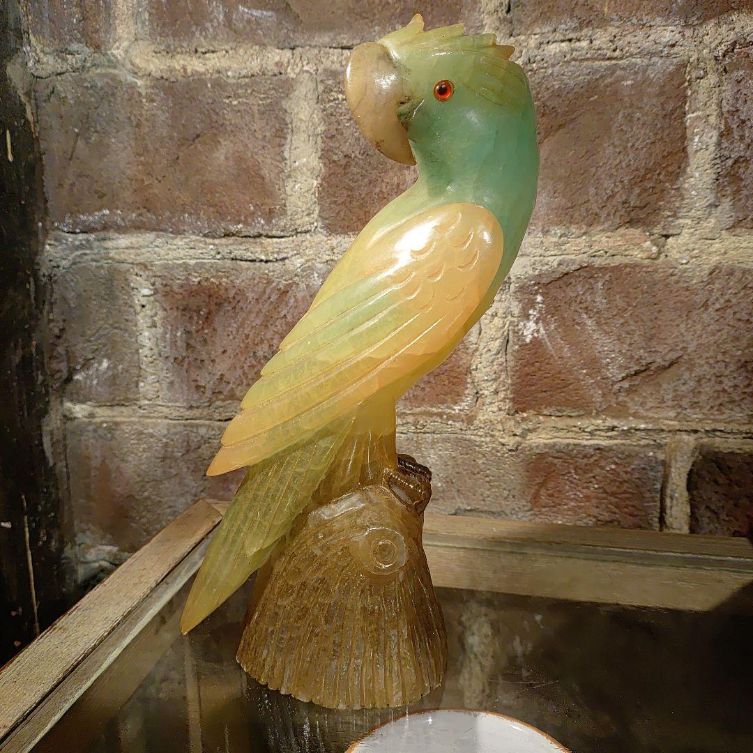 ビンテージ　イタリア製 アルバスタ　オウムの置物　Italy　手彫り