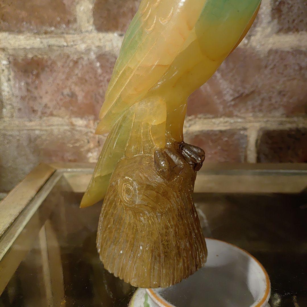 ビンテージ　イタリア製 アルバスタ　オウムの置物　Italy　手彫り