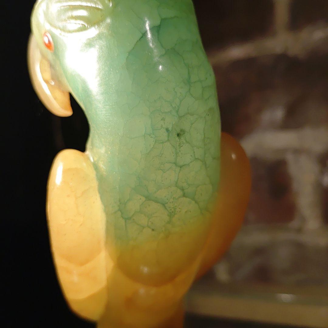 ビンテージ　イタリア製 アルバスタ　オウムの置物　Italy　手彫り