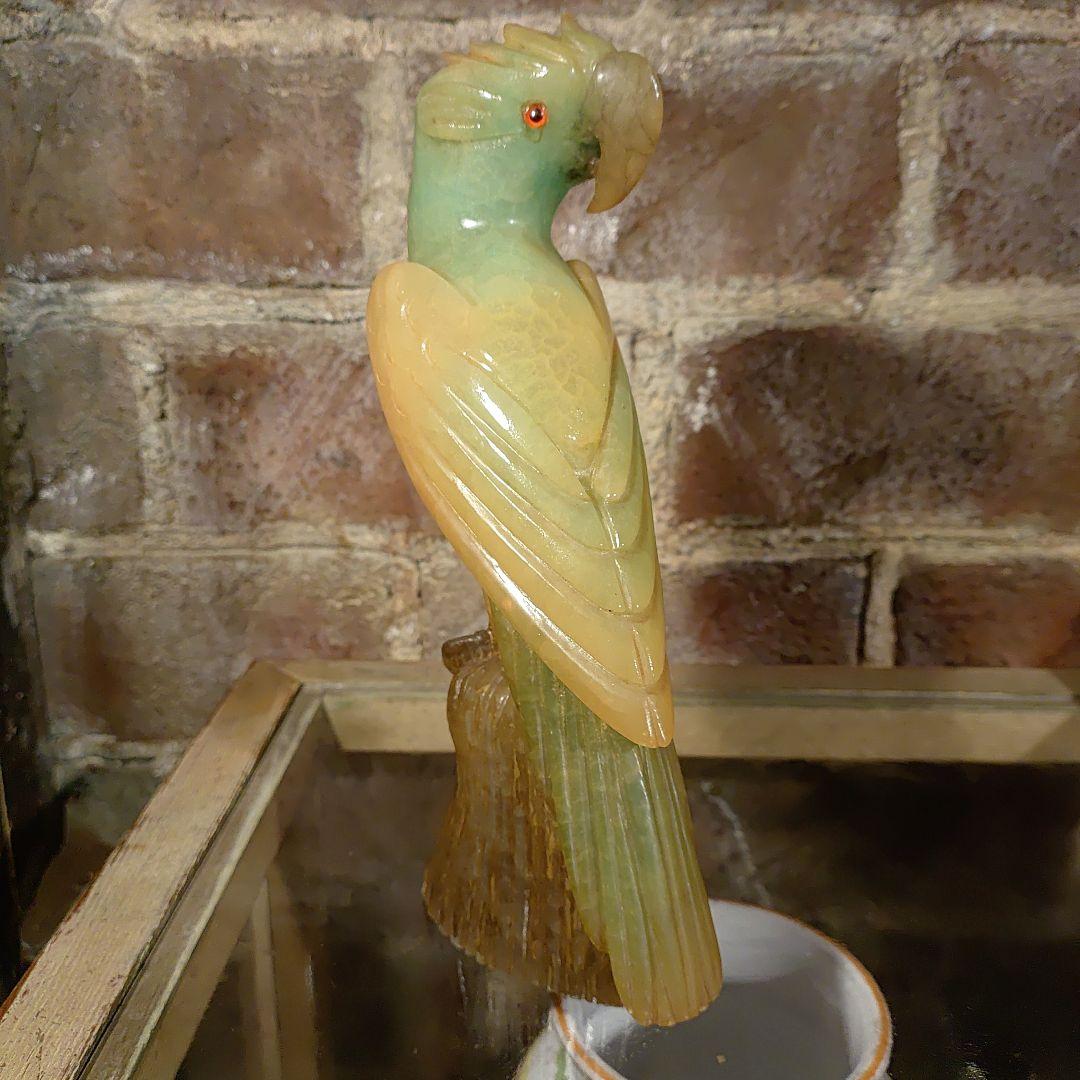ビンテージ　イタリア製 アルバスタ　オウムの置物　Italy　手彫り