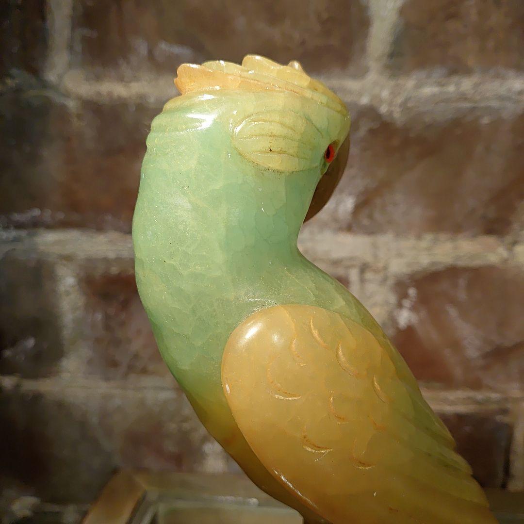 ビンテージ　イタリア製 アルバスタ　オウムの置物　Italy　手彫り