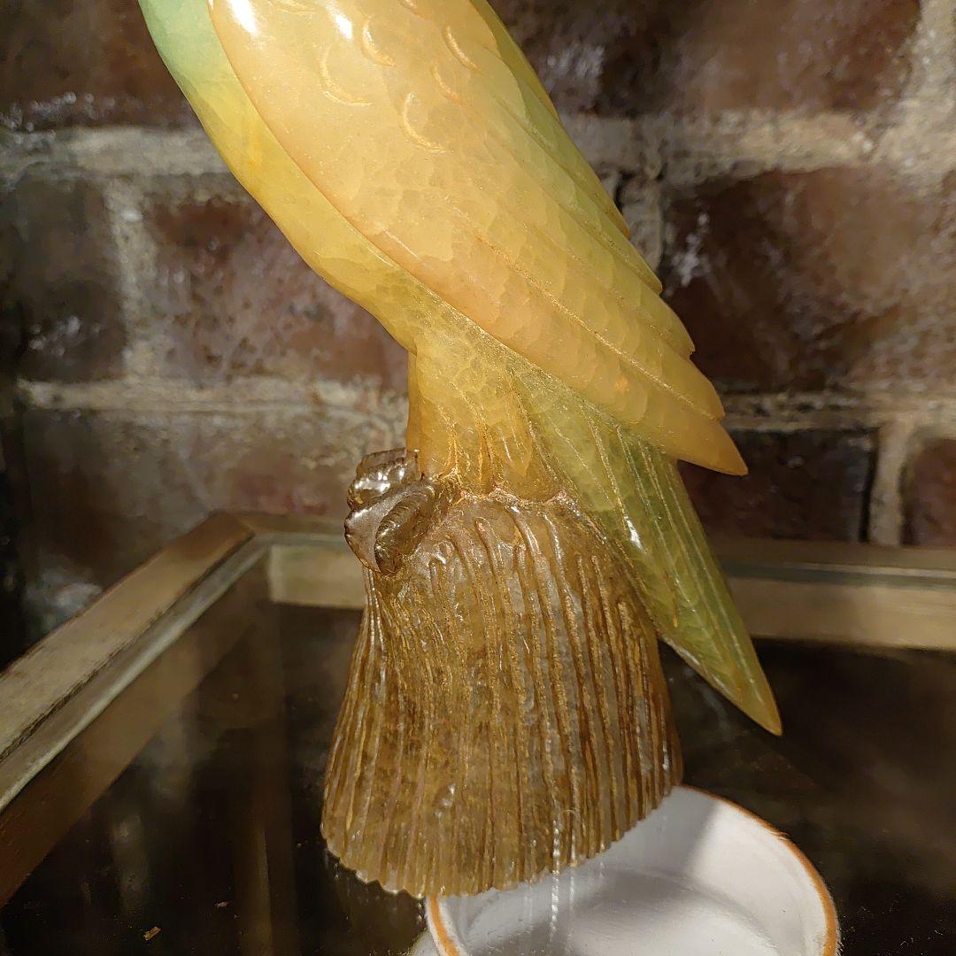 ビンテージ　イタリア製 アルバスタ　オウムの置物　Italy　手彫り