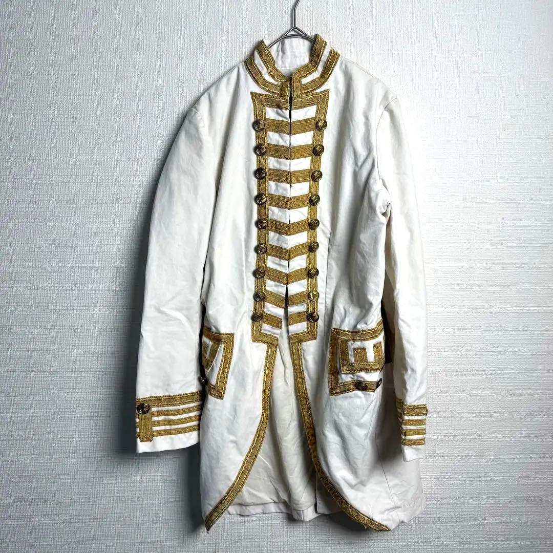 274 Denim&Supplyラルフローレン 白×金ブレード マーチングコート