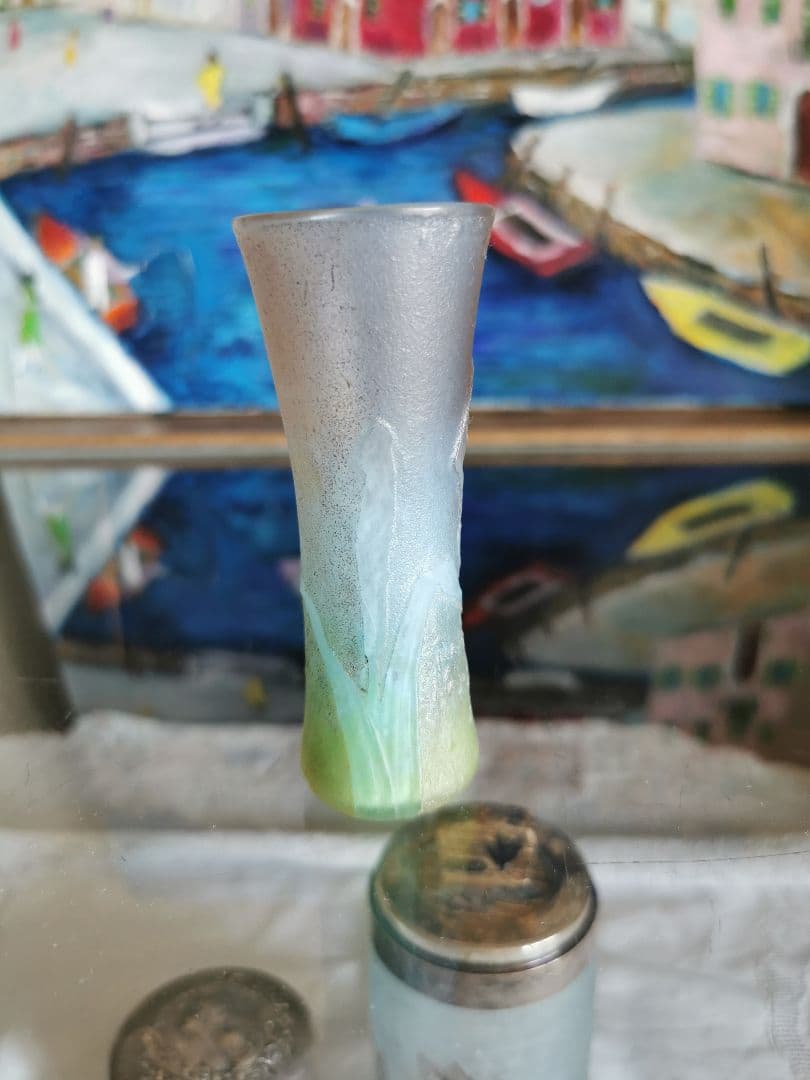 アンティーク ドームナンシー アイリス紋花器 オパールセント パートドヴェール