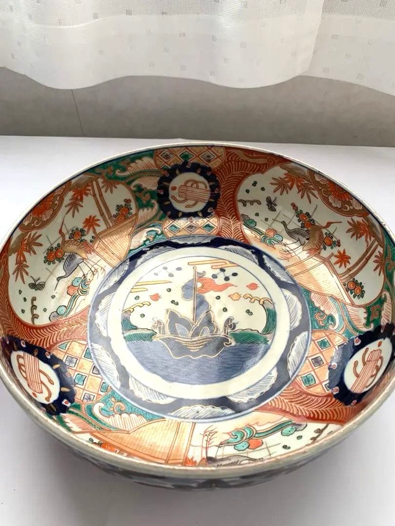 古伊万里　赤絵大三鉢　時代箱付き　送料込み