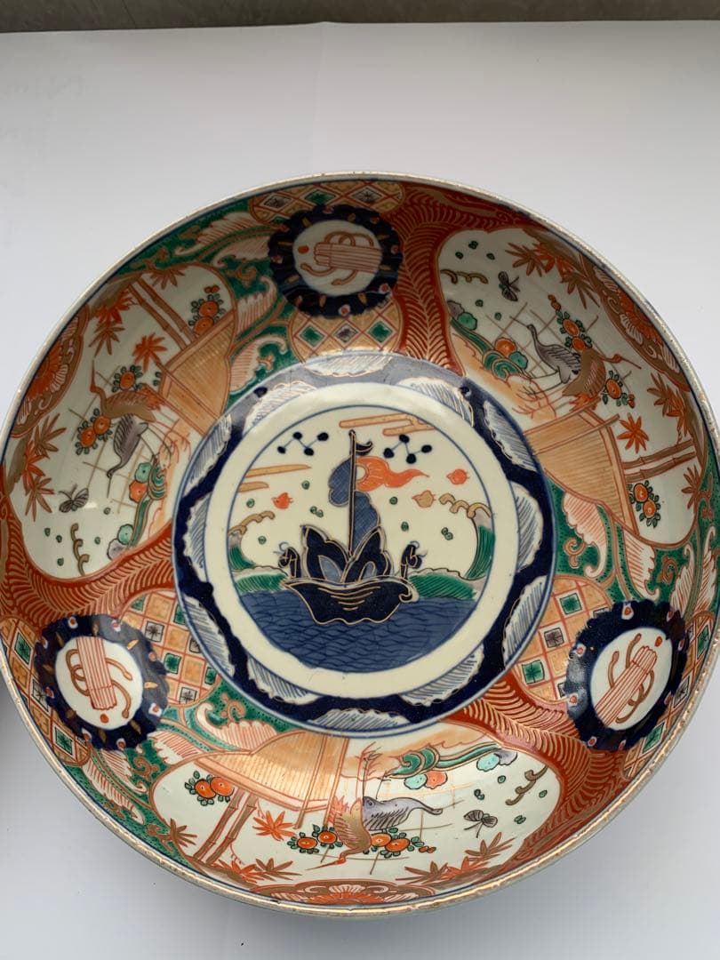 古伊万里　赤絵大三鉢　時代箱付き　送料込み