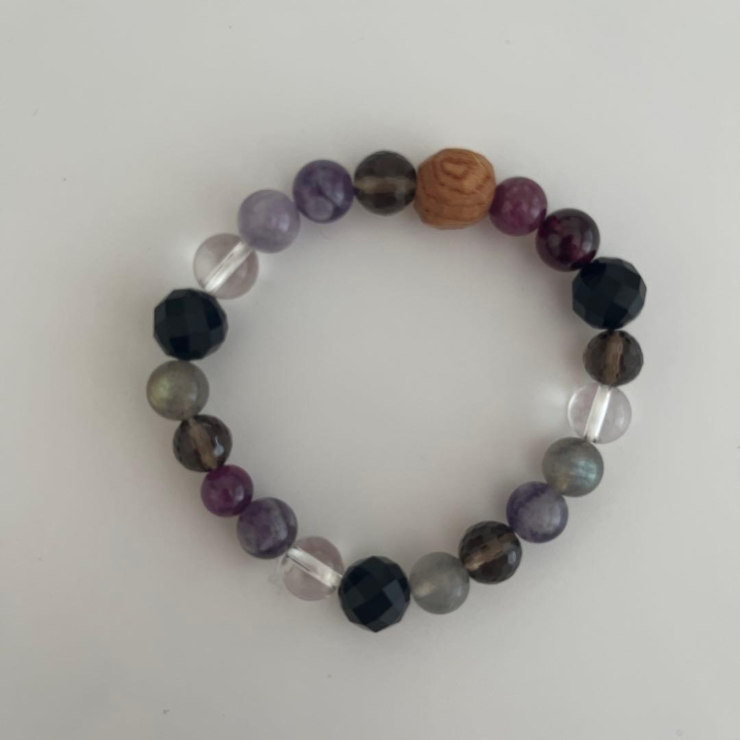 [ひいらぎ] おまもりブレス　7月ルビー×オニキス