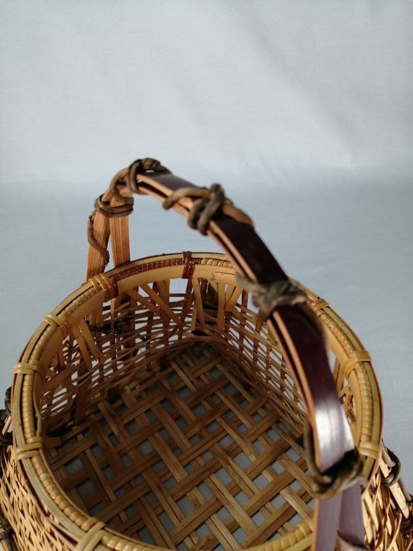 【茶事具】手付き四方籠　花籠　花入229