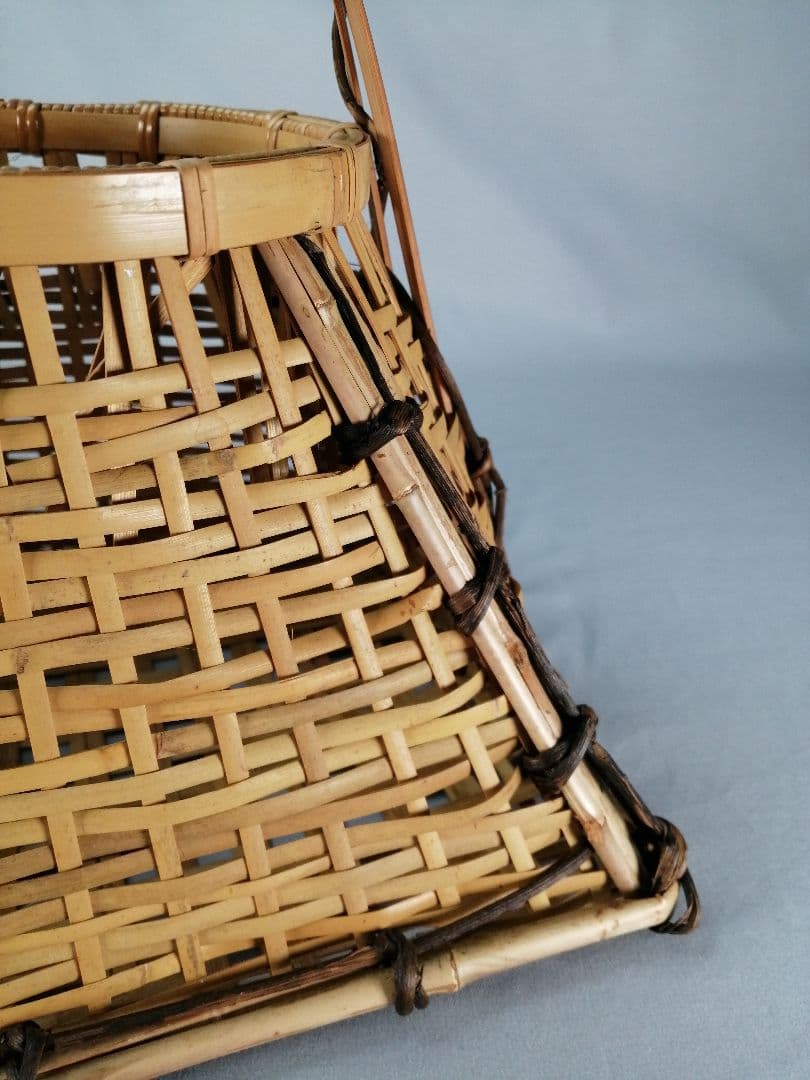 【茶事具】手付き四方籠　花籠　花入229