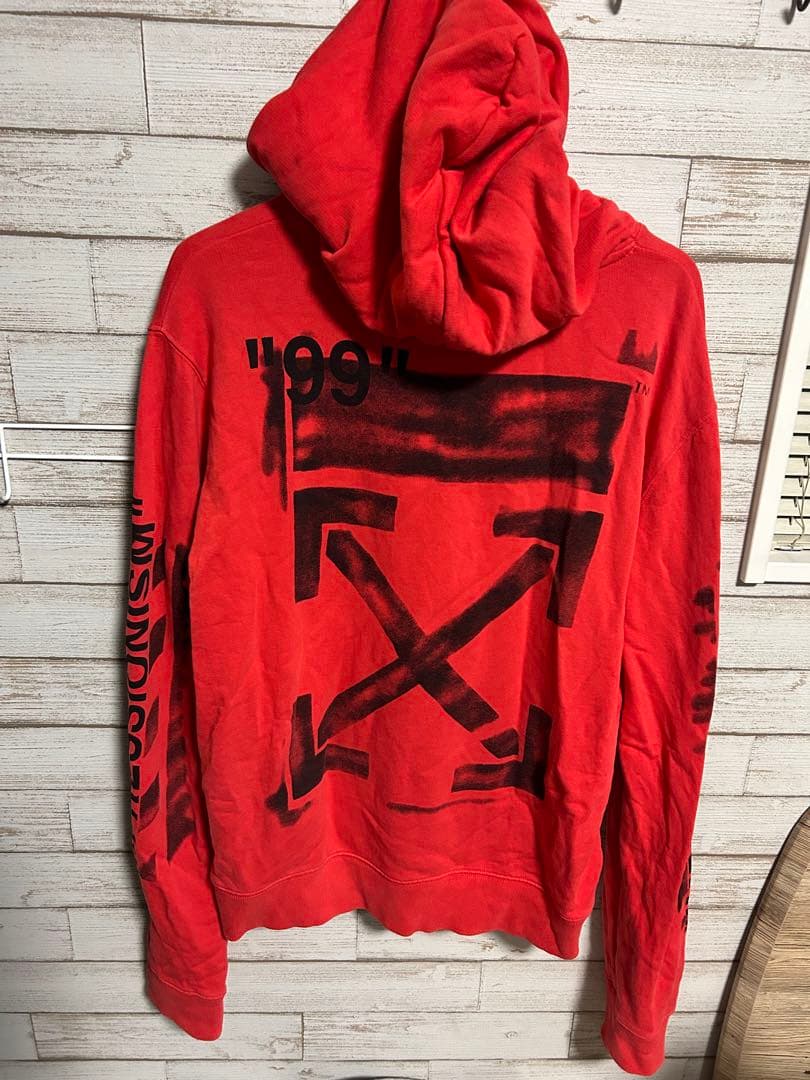 OFF-WHITE レッド パーカー Mサイズ