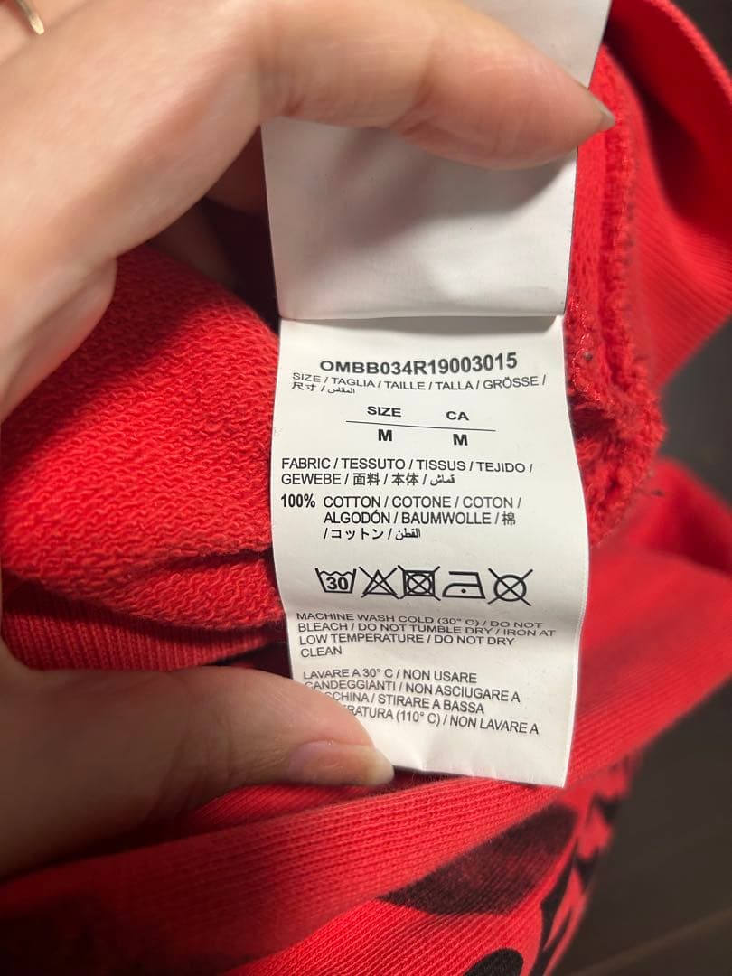 OFF-WHITE レッド パーカー Mサイズ