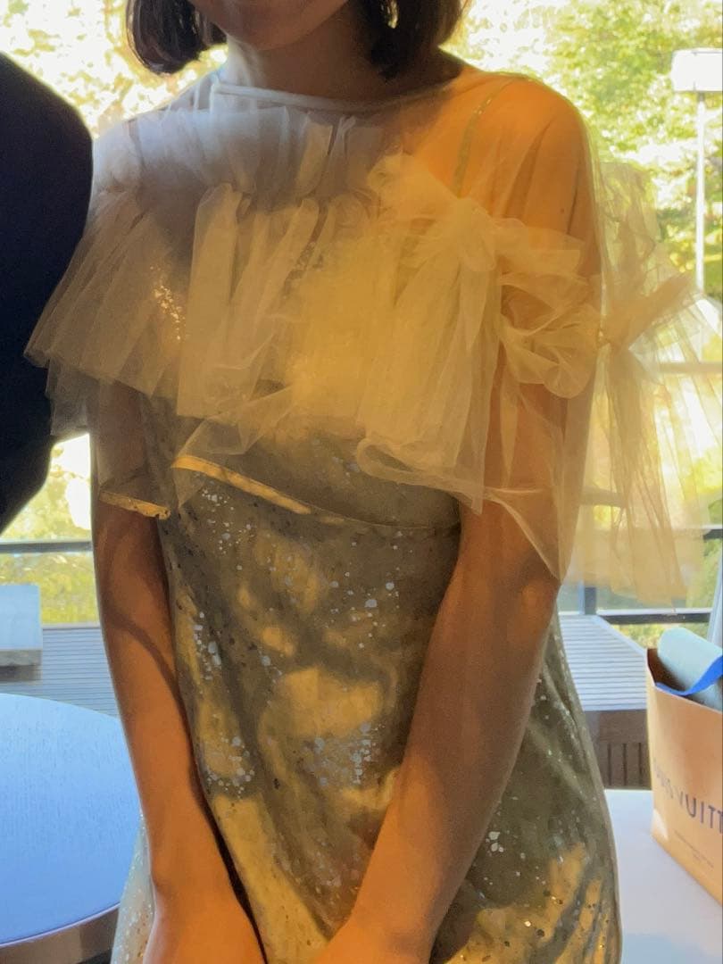 チュールフリルボレロペイントマーメイドワンピースドレス結婚式パーティー成人式