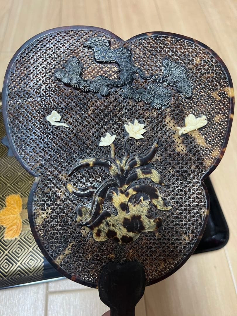 超レア 最高級 鼈甲 ベッコウ べっ甲 扇子 センス 団扇 ウチワ