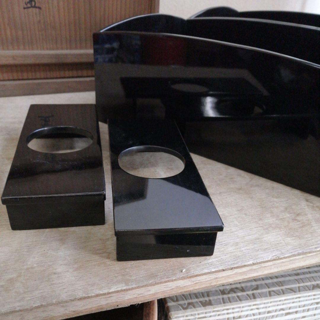 骨董　煙草盆　真塗　木製　漆　漆器　茶道具　茶道　２つ　木箱