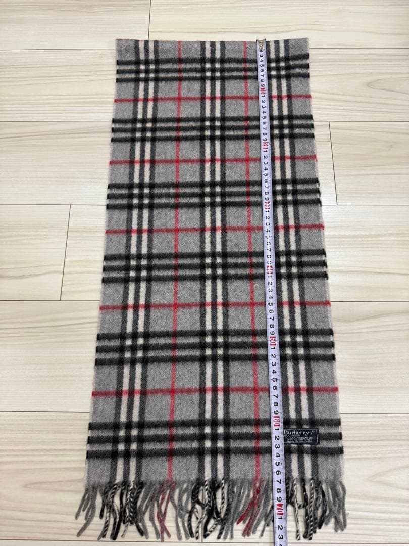 バーバリー　カシミヤ　マフラー　グレー　32cm×146cm