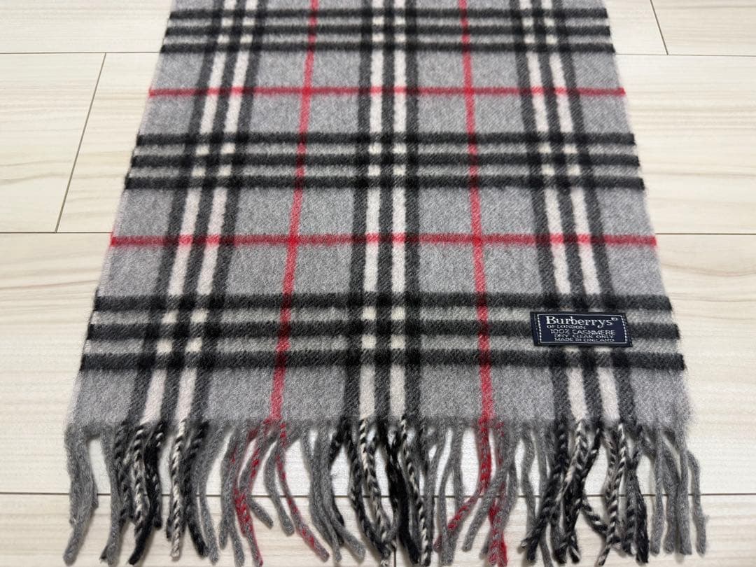 バーバリー　カシミヤ　マフラー　グレー　32cm×146cm