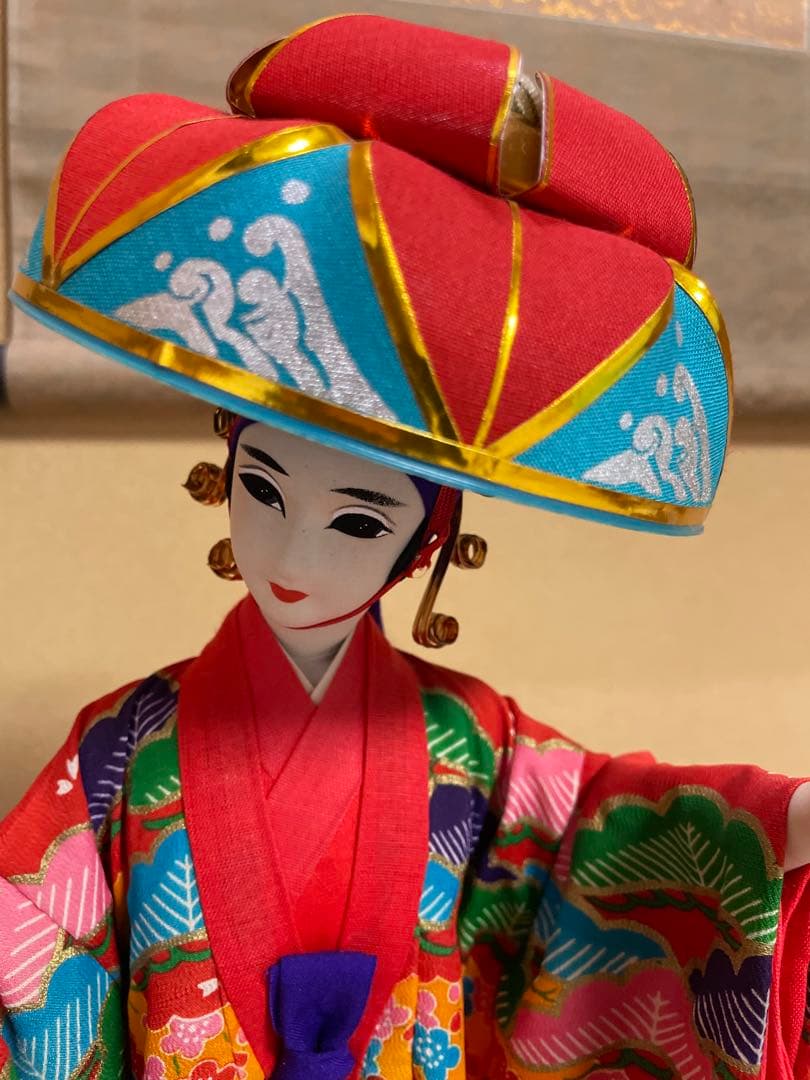 琉球舞踊 人形 ガラスケース付き 日本人形 伝統衣装