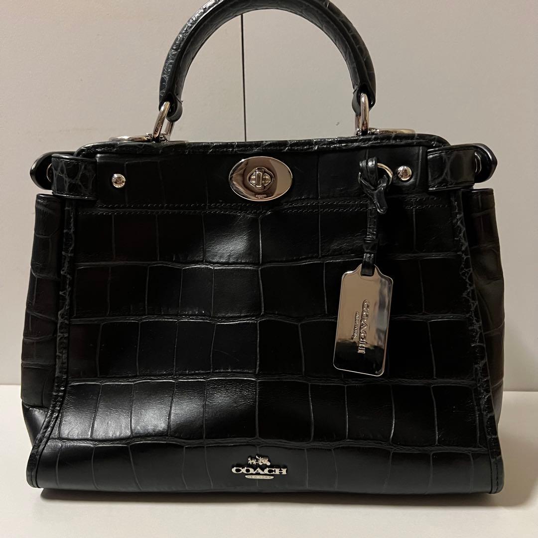 【希少・未使用】COACH クロコ型押し ミニグラマシー 黒