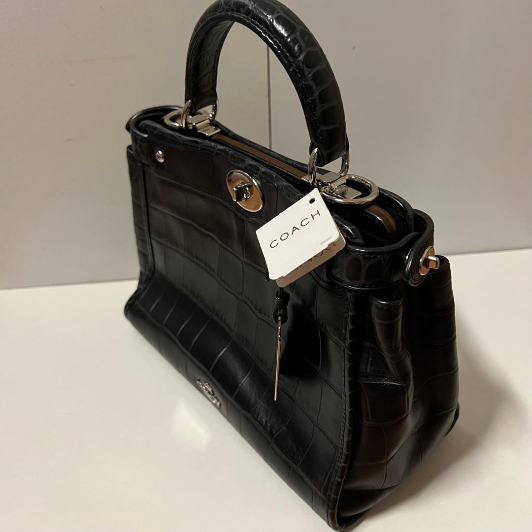 【希少・未使用】COACH クロコ型押し ミニグラマシー 黒