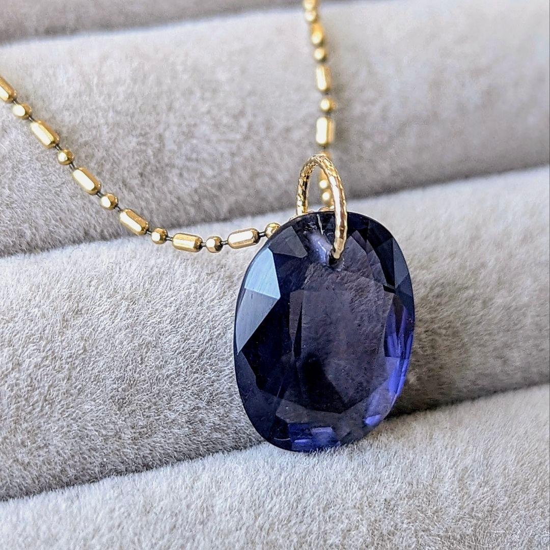 ♢容音♢K18 大粒アイオライト5.88ct チャーム ペンダントトップ