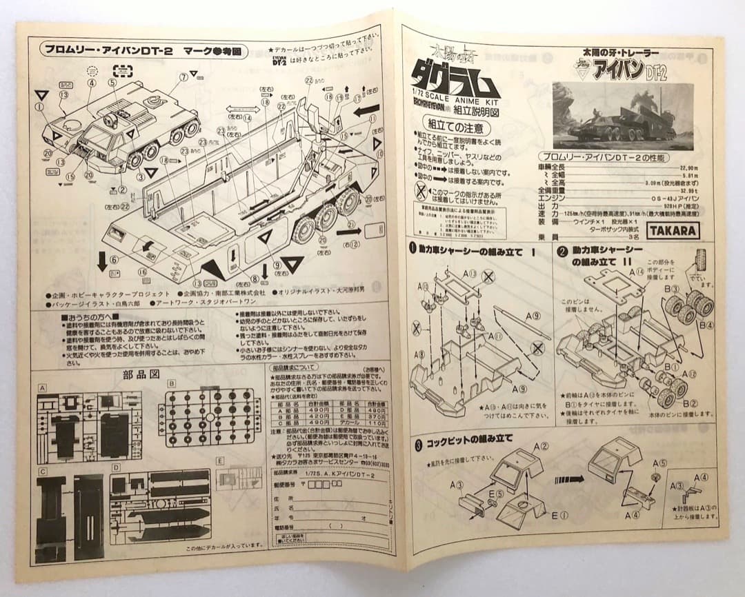 未組立★1/72アイバンDT-2★当時もの 内袋未開封 太陽の牙ダグラム タカラ