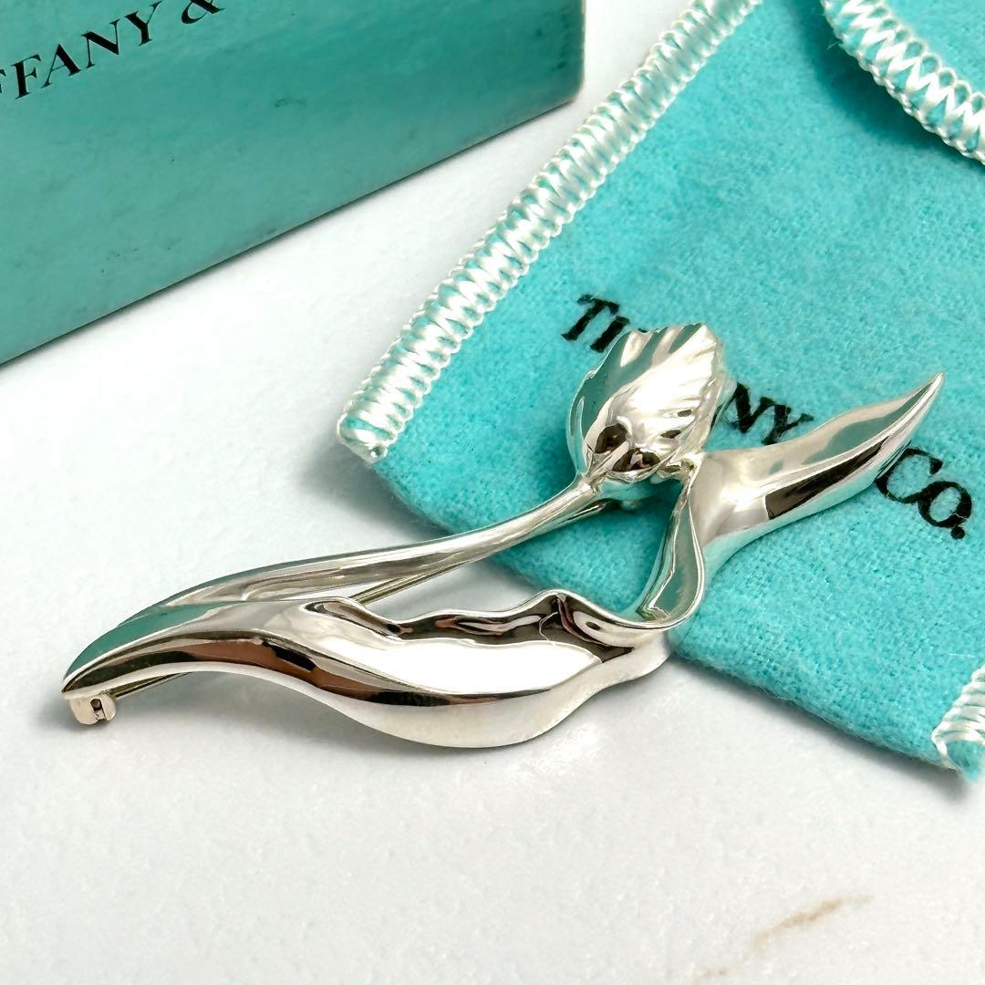 希少　Tiffany　チューリップ　フラワー　シルバー　ブローチ　Ag925
