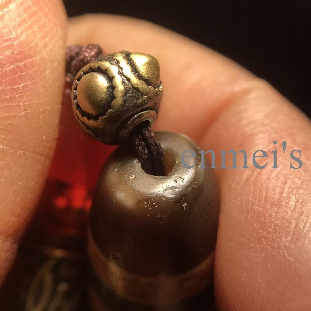 旧蔵チベット・古瑪瑙薬師珠念珠108粒×宝瓶天珠ネックレス・仏珠・文房具・古仏具