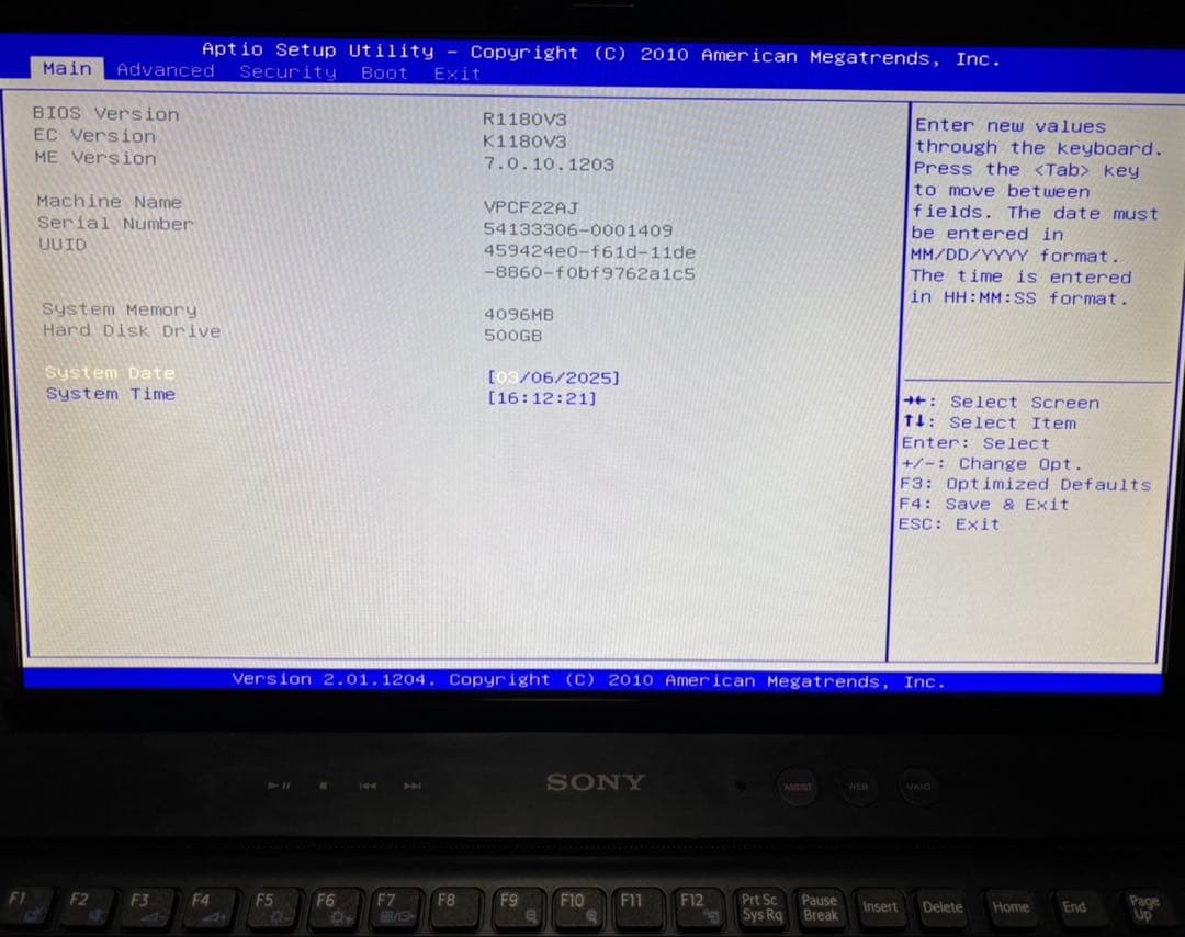 Windowsノート本体 SONY VAIO VPCF22AJ