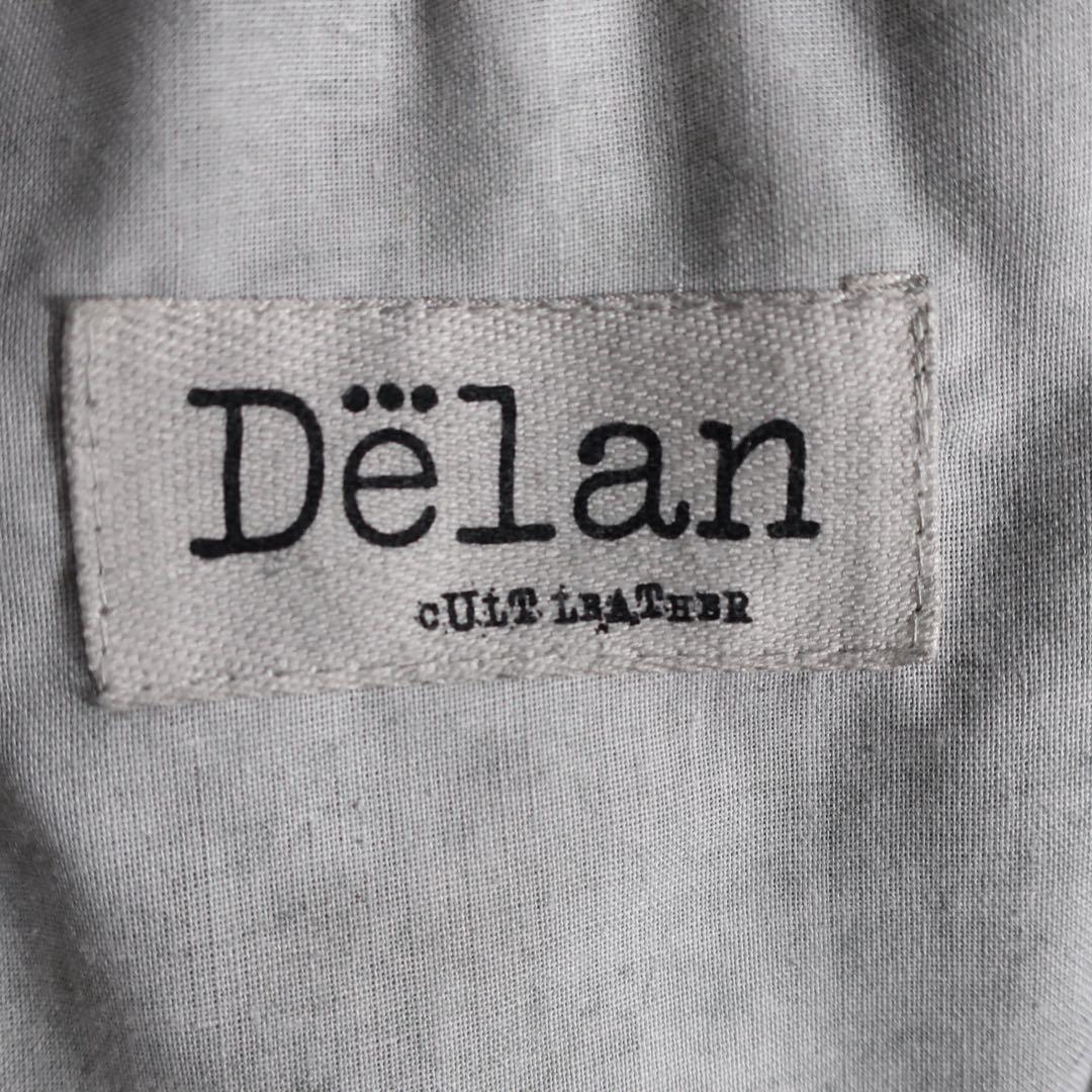 Delan シングル ライダース レザー ジャケット 襟付き Sサイズ 黒上質.