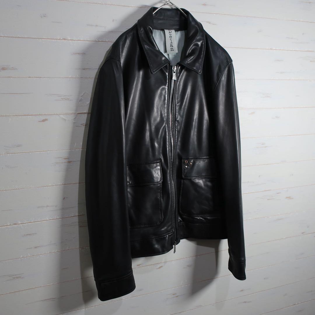 Delan シングル ライダース レザー ジャケット 襟付き Sサイズ 黒上質.