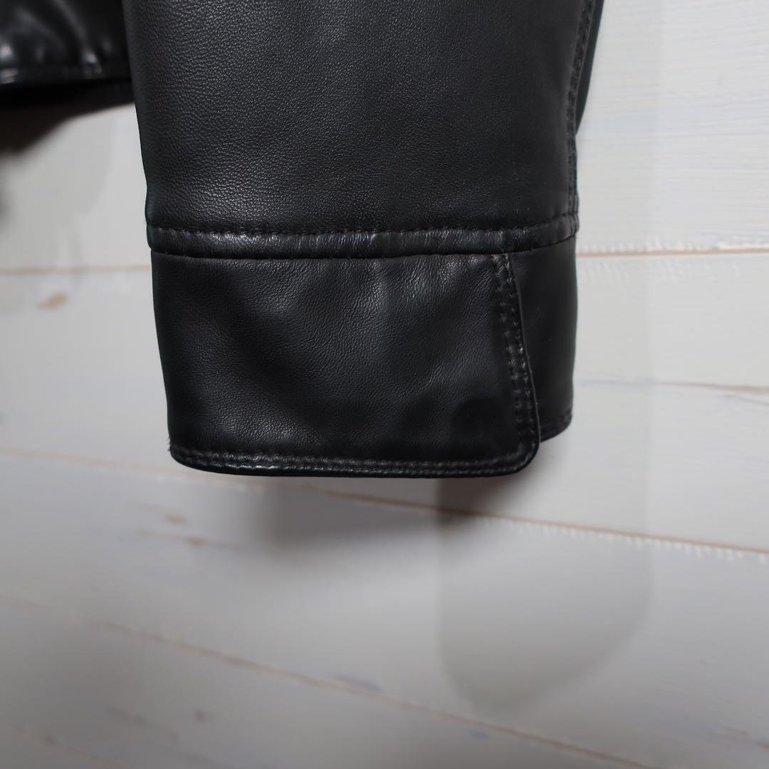 Delan シングル ライダース レザー ジャケット 襟付き Sサイズ 黒上質.