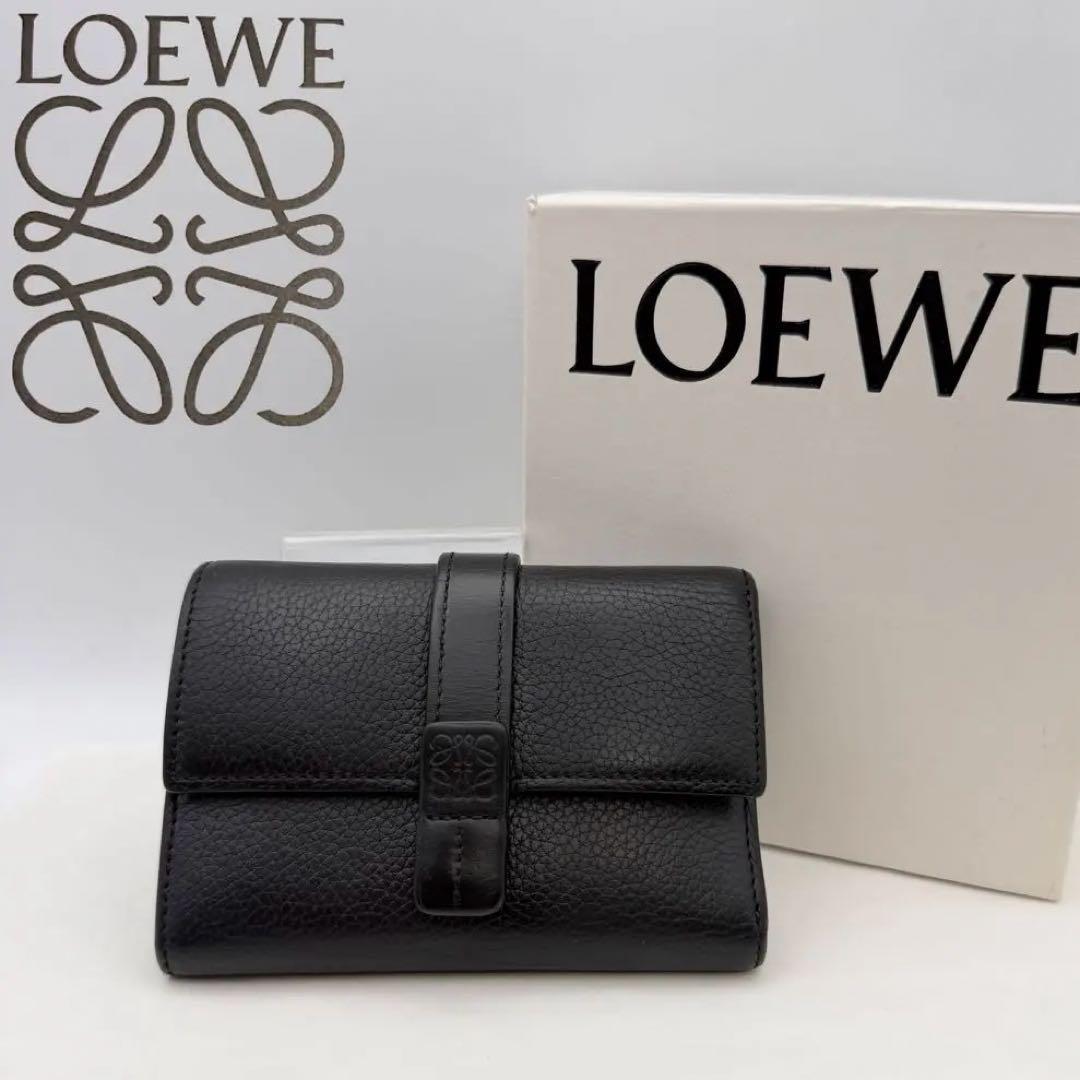 LOEWE ロエベ スモールバーティカルウォレット ファスナー 折財布 黒　美品