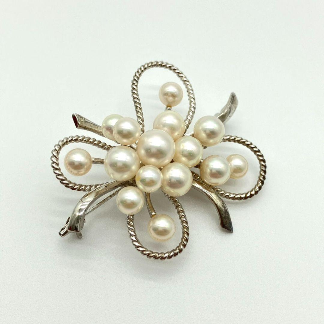 み*ら様 MIKIMOTO ミキモト　アコヤパール　ブローチ　コサージュ　シルバ