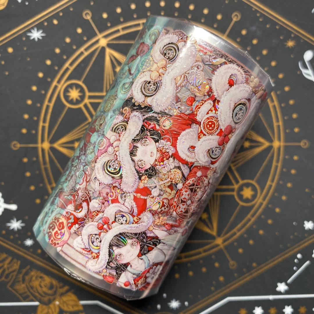 【9401】海外3/5/巻　貝殻光マスキングテープ　獅子先生新作　赤　人物古風系