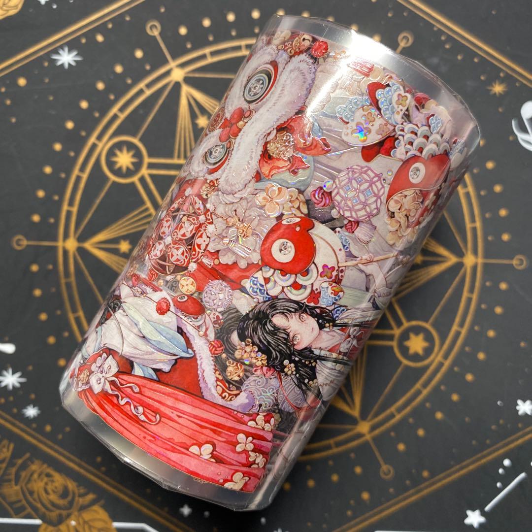 【9401】海外3/5/巻　貝殻光マスキングテープ　獅子先生新作　赤　人物古風系