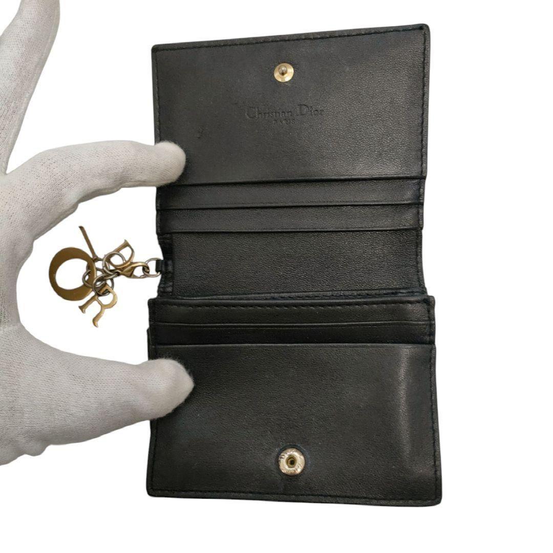 ディオール　折り財布　ガーデニアウォレット　ブラック　カナージュ　ラムレザー