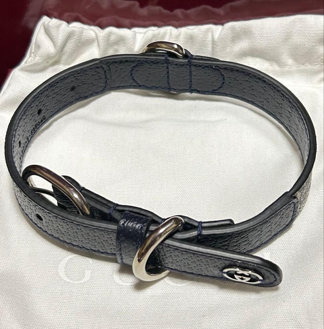 新品 GUCCI グッチ エクストラスモール ペット 首輪 S ベージュブルー