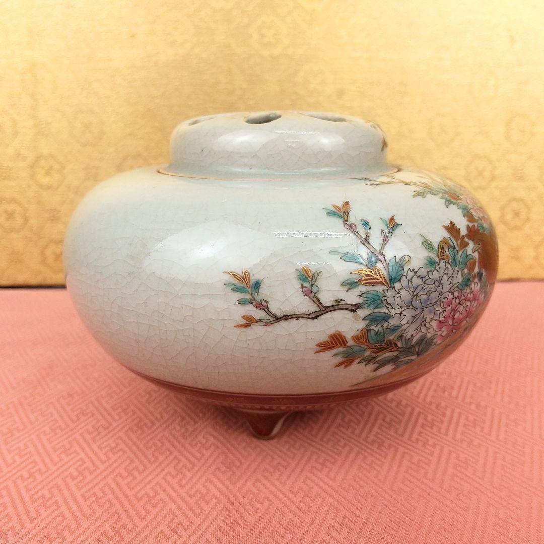 【お値下げしました！】九谷焼　香炉　色絵　鶏図　泉山作