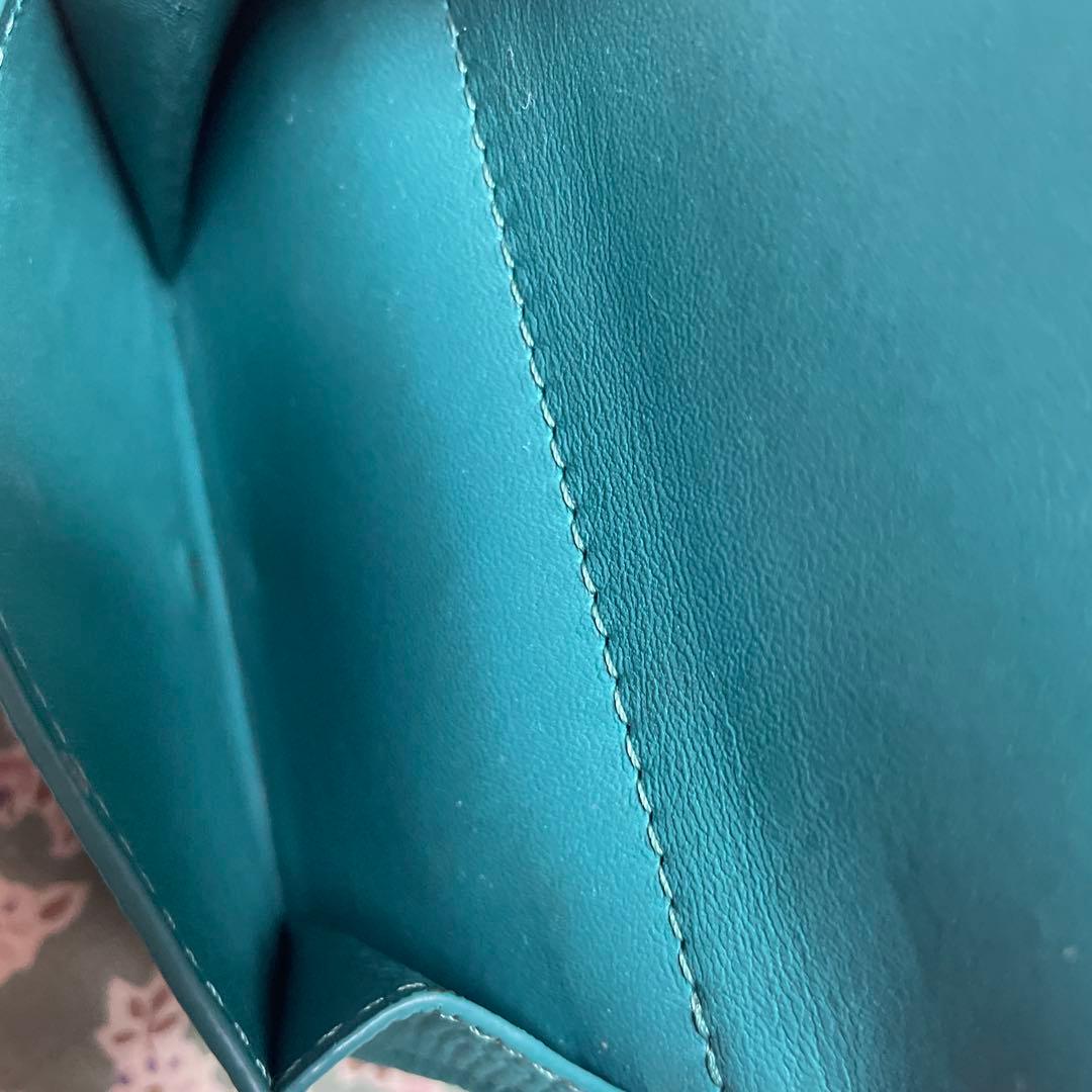 【限定色】LOEWE ターコイズ 三つ折り財布 保存袋付き