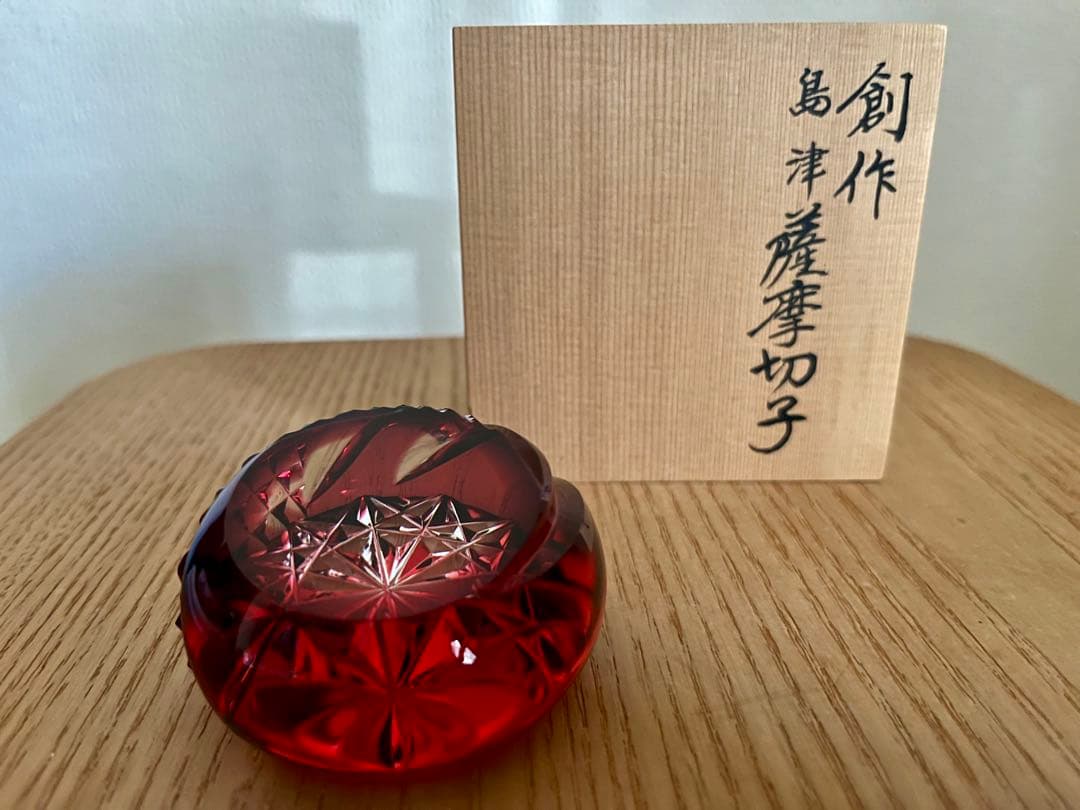 【未使用】島津　薩摩切子　薩摩の雫　ペーパーウエイト