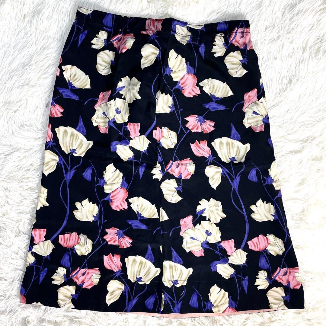 プラダ　PRADA 花柄　スカート　ひざ丈　レディース　42サイズ