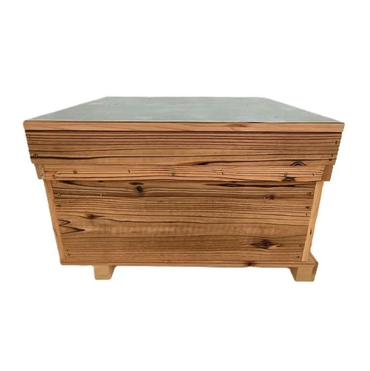 『みつばち巣箱＋巣箱用継箱のセット（巣枠無し）』焼杉 蓋上防水板張り（10枚箱）