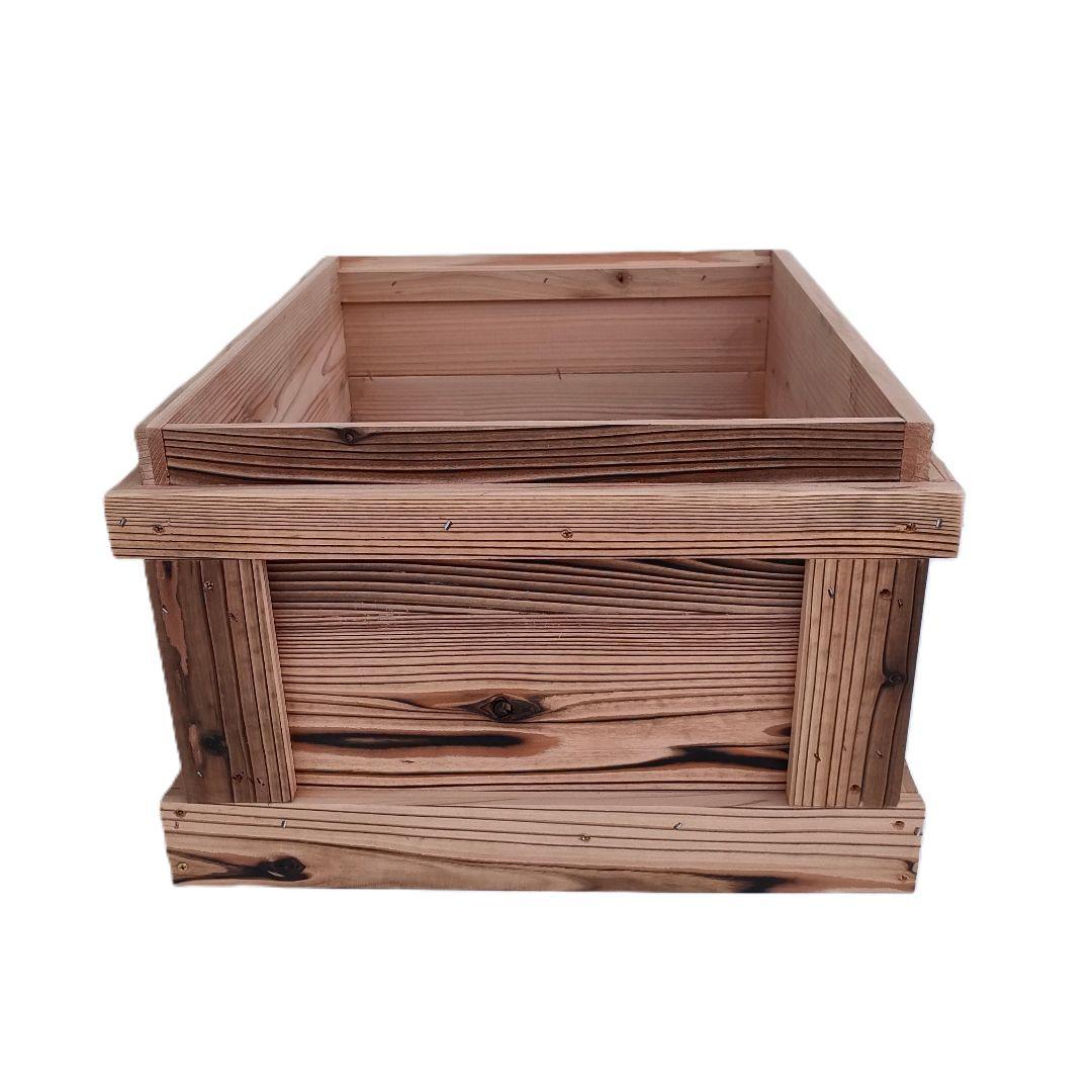 『みつばち巣箱＋巣箱用継箱のセット（巣枠無し）』焼杉 蓋上防水板張り（10枚箱）